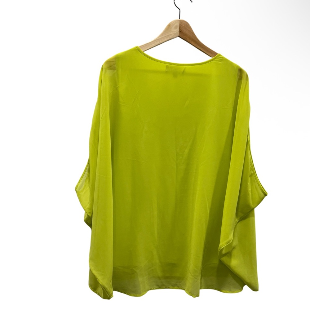 Kyle by Kyle Richards Neon Yellow Batwing Blouse Women’s Size Large - Picture 3 of 7